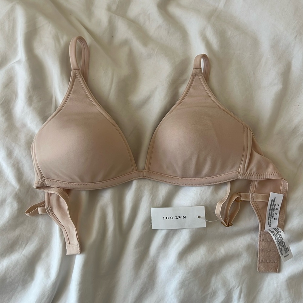 Natori Wireless Lightly Padded Bra Blushing Beige Rear Hook 7237473 NWT-32B